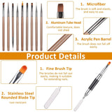 10 pièces Nail Art Pinsel Set, Braun Nail Art pinceaux Nailart Design Pinsel Nageldesign Pinselfür Gelnägelfür Heimwerker Maniküre Salon Zuhause Nailpinsel Set
