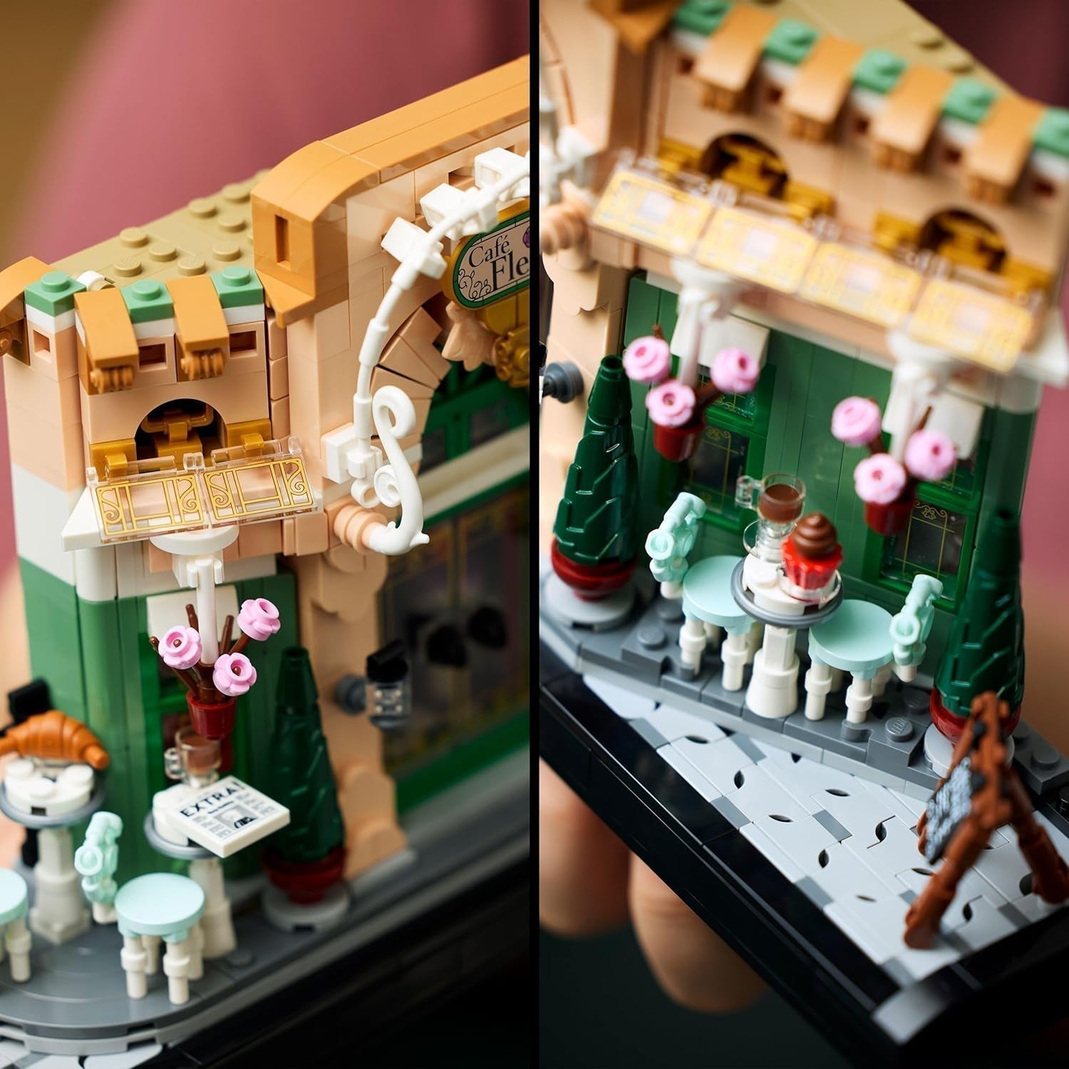 LEGO Icons French Café - Décorations pour salon ou bureau - Ensemble de construction pour adultes comprenant une façade pittoresque, un pot de fleurs suspendu et des chaises - Cadeau pour hommes et femmes 10362 Jeux de construction Besuche den LEGO-Store