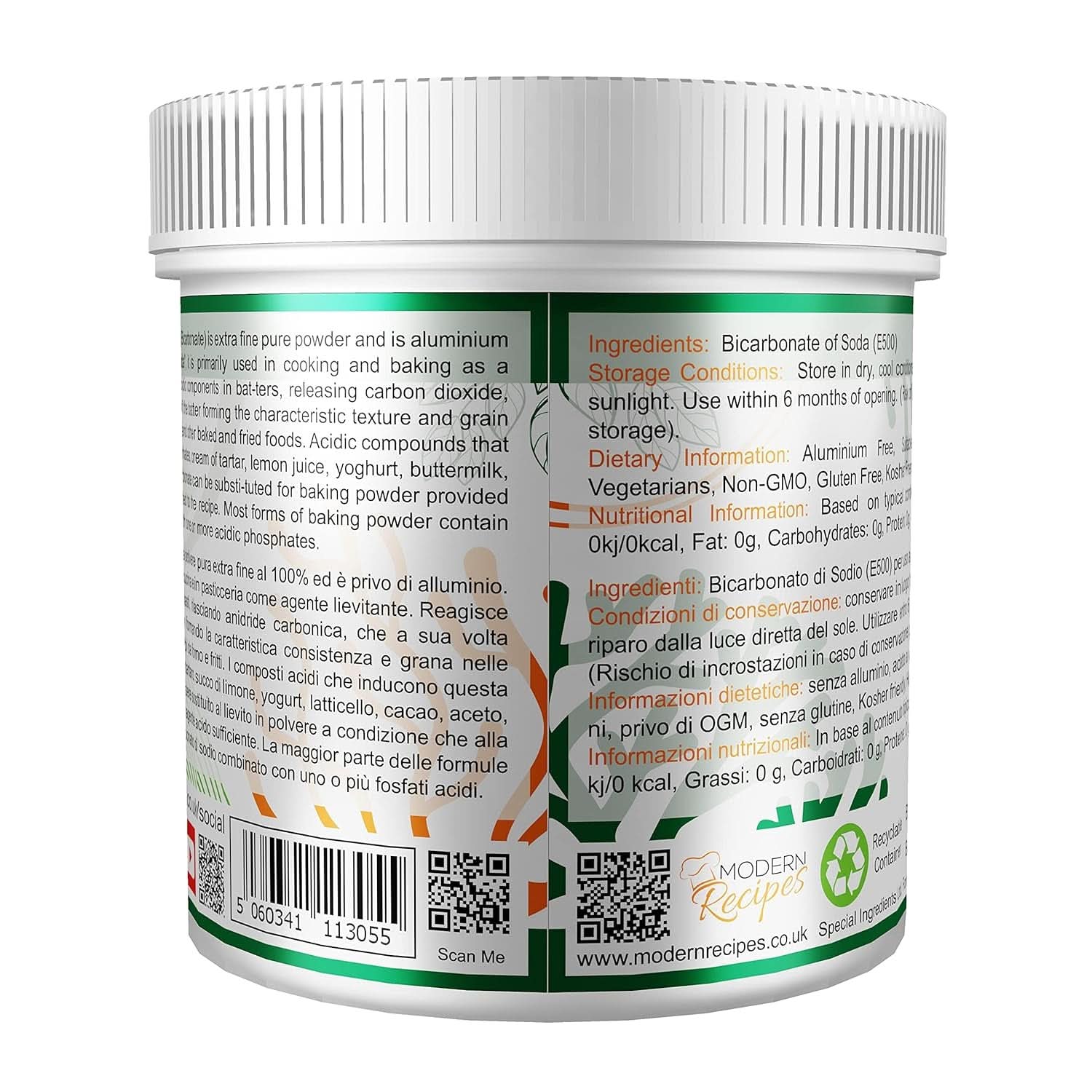 Ingrédients spéciaux Natriumbikarbonat - Poudre extra fine de qualité supérieure, végétalienne, sans gluten, sans gluten - Recyclbarer Behälter Kitchen Naty Shop