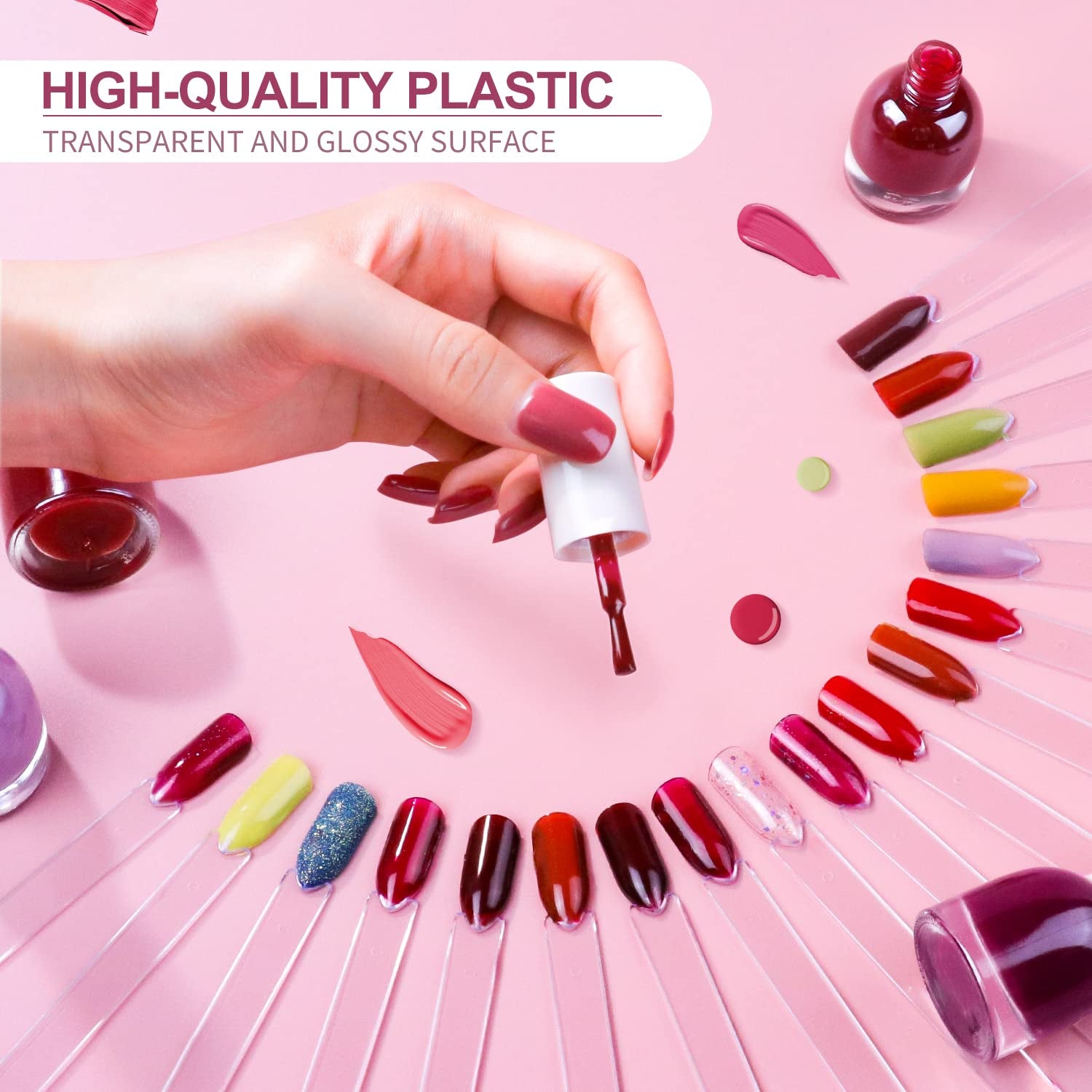 100 pièces Nail Art Tips Ring Stick,Nagelspitzen Nagel Display Transparente Nägel Kunstspitzen Sticks,Nagelkunst Praxis for Nagelstudio et Anfänger Display DIY Nail Art Tips