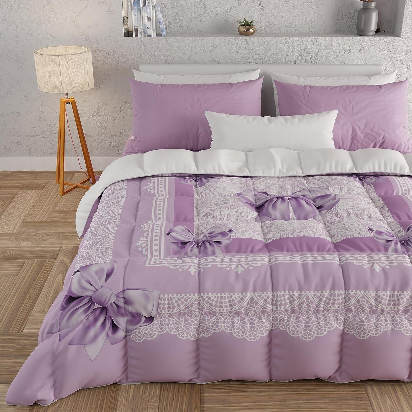 PETTI Artigiani Italiani - Couette d'hiver, Couette d'hiver, Couette simple, Double face, Impression monochrome et numérique, microfibre 100% hypoallergénique, Fabriqué en Italie
