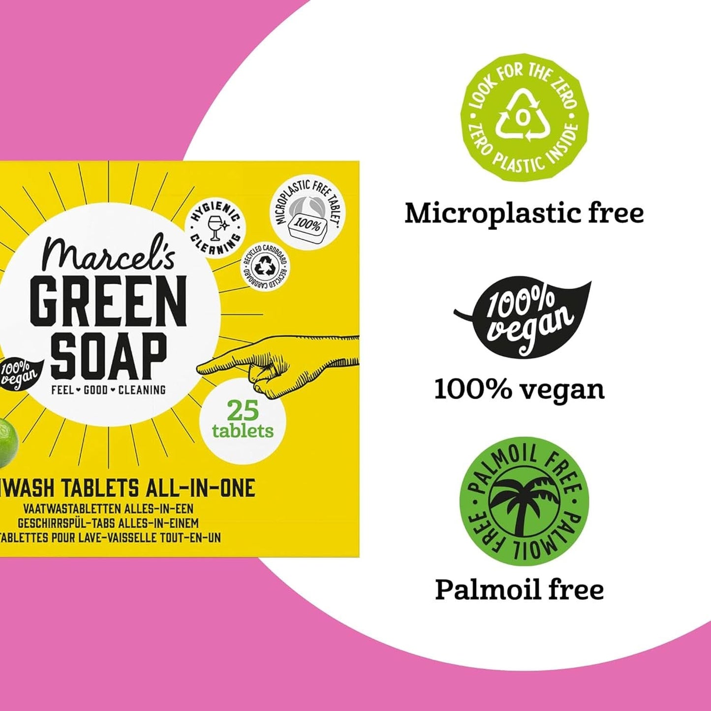 Marcel'S Green Soap Pastilles Lave-Vaisselle Tout-En-Un - Pamplemousse & Citron Vert - 25 pièces Détergents de Cuisine Naty Shop