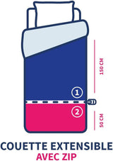 Couette enfant Bleu Câlin 140X(150+50) Cm Spécial lits enfants, couette trempée extensible jusqu'à 140X200 Cm, lavable à 95°, blanc Couettes et couettes Naty Shop