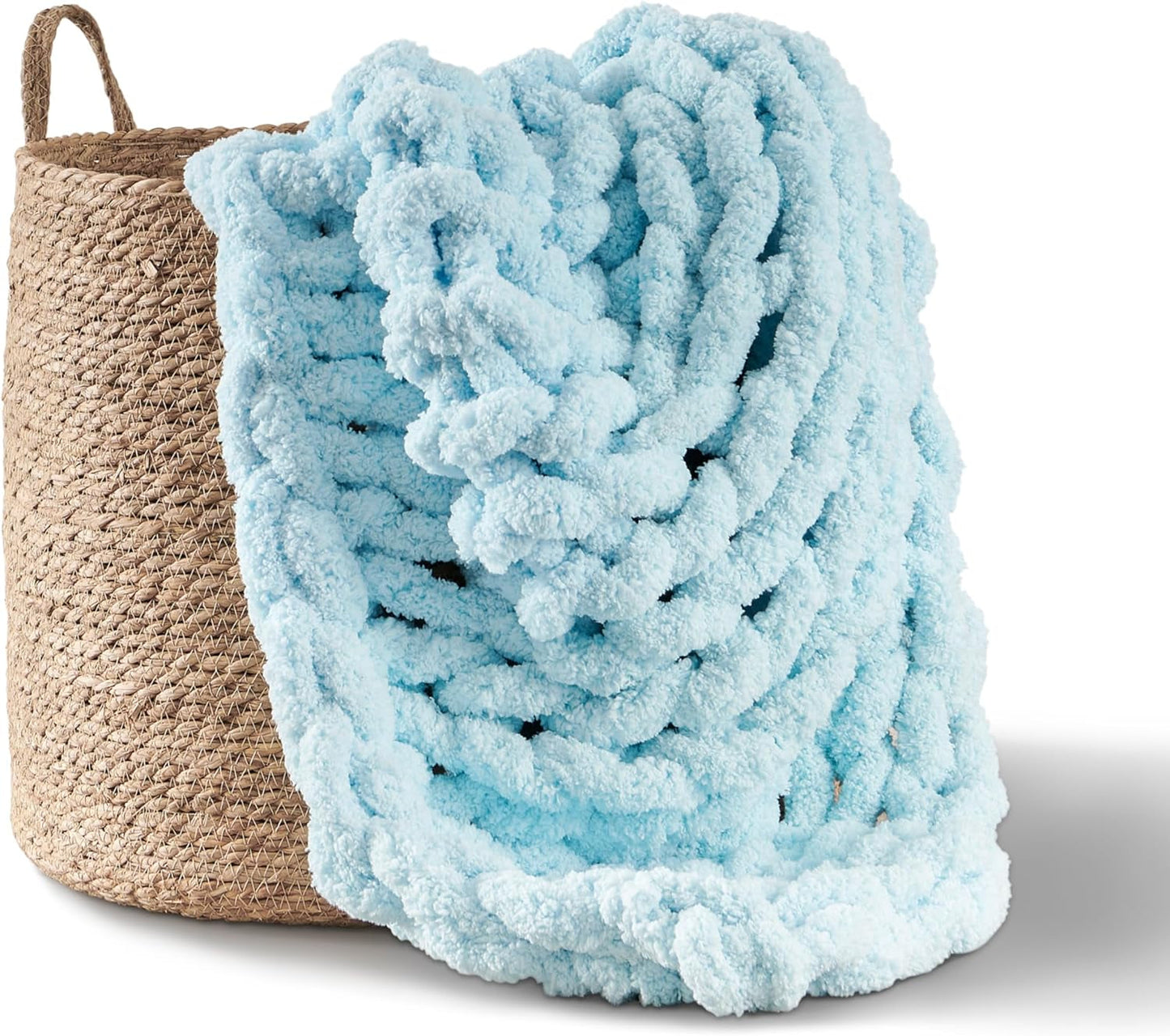 Couverture tricotée épaisse, jeté, 100% tricoté à la main avec du fil chenille géant (127 X 152,4 Cm, gris lilas) Adyrescia Lits et couvertures Clair, bleu 50 "X60"