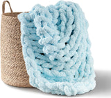 Couverture tricotée épaisse, jeté, 100% tricoté à la main avec du fil chenille géant (127 X 152,4 Cm, gris lilas) Adyrescia Lits et couvertures Clair, bleu 50 "X60"