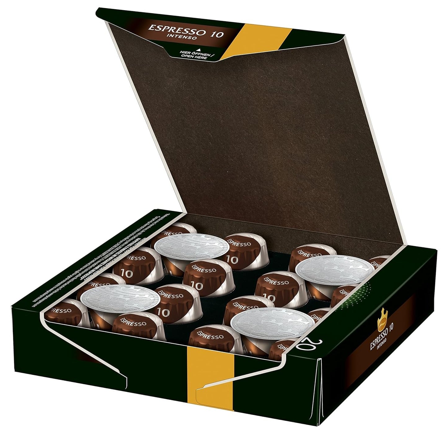 Capsules de café Espresso Intenso, intensité 10 sur 12, 10 x 20 tasses & Capsules de café Lungo Decaffeinato - intensité 6- 200 capsules compatibles Nespresso, 10er Pack, 10 x 20 tasses