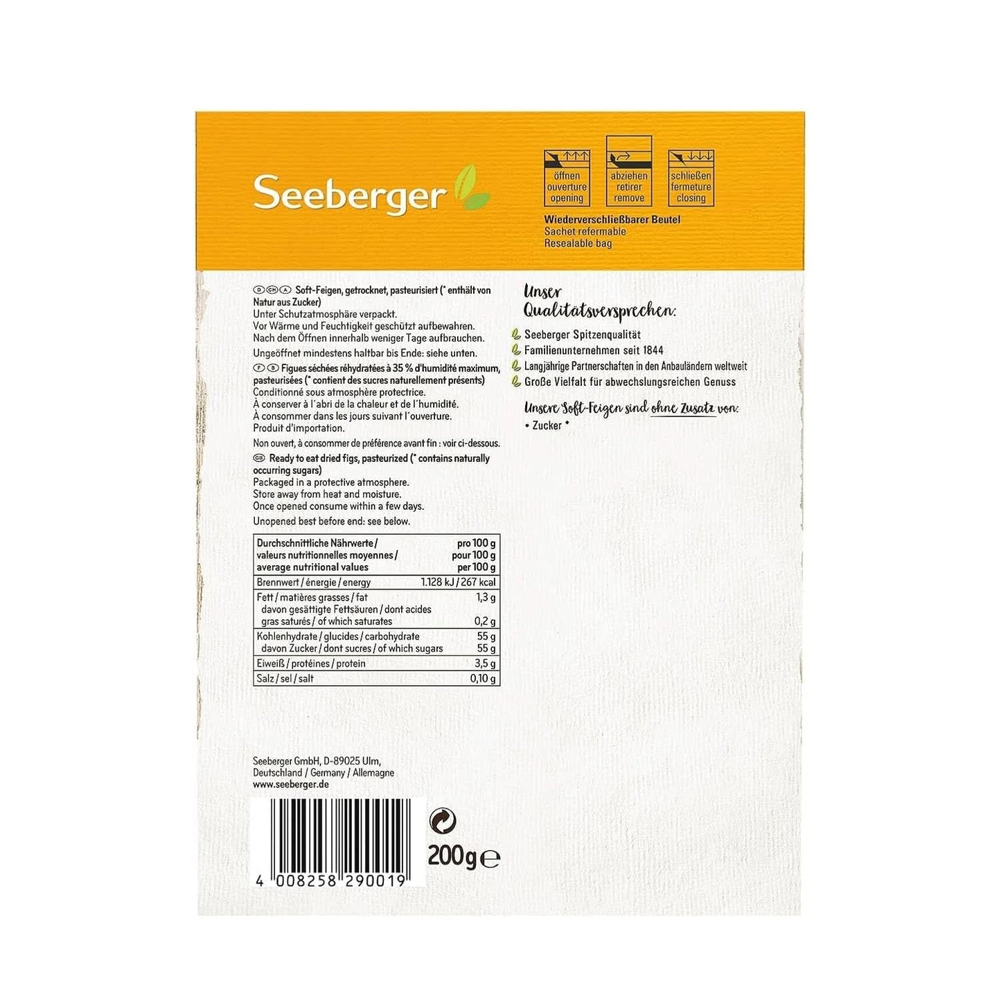 Seeberger Figues de montagne à chair de pierre douces et sucrées au miel - Pour les gourmets soucieux de leur nutrition, 13 x 200 grammes Naty Shop Produits déshydratés