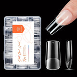 Modelones Nail Tips 216 pièces – Ensemble de pointes d'ongles à couverture complète, ensemble de pointes en gel souple, pointes d'ongles en résine PMMA pré-polissage, colle DIY sur ongles artificiels Nail Art, amandes courtes XS