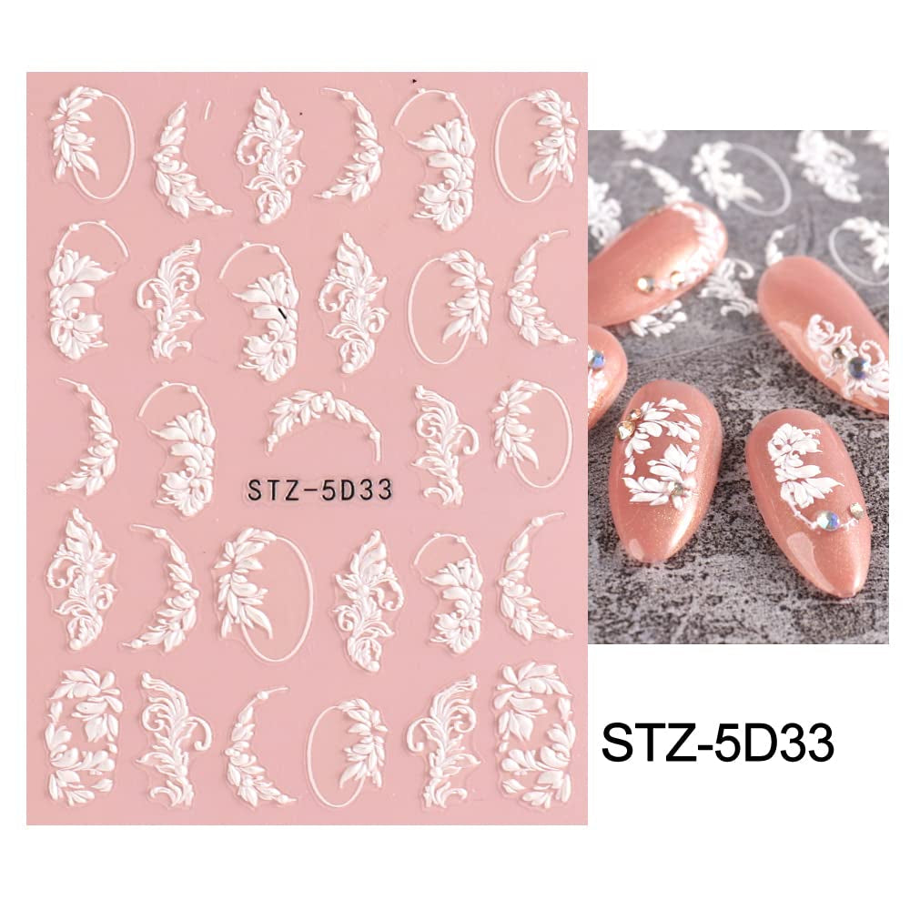 4 Blatt 3D Nagelsticker Frühling Blume Nagelaufkleber 5D Stereoskopisch Selbstklebend Nail Art Sticker Décoration Nageldesign Zubehör