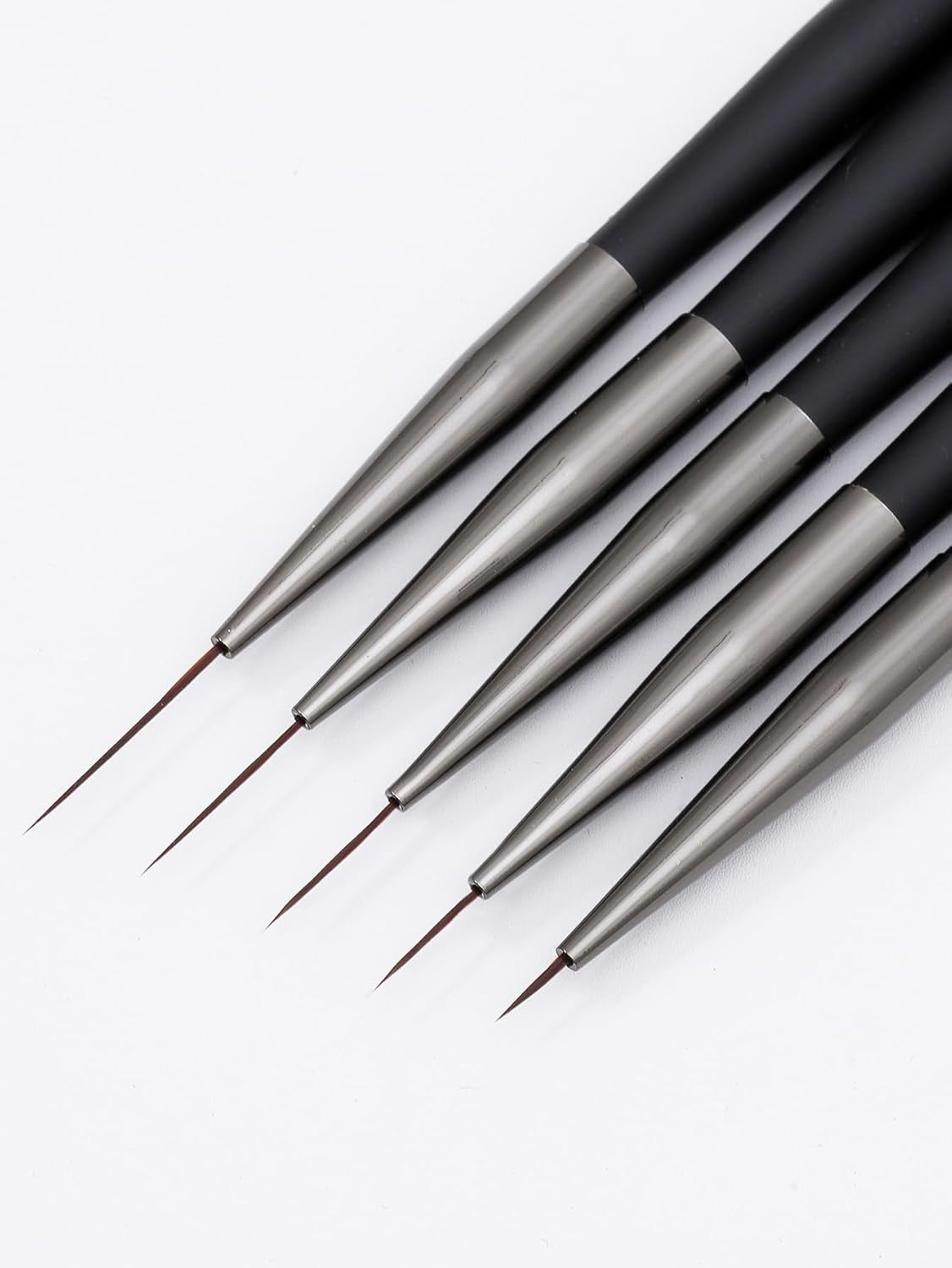 Pinceaux à ongles, 5 pièces, pinceaux à ongles, outils d'atelier punk, ensemble de pinceaux de conception malkunst pour linge de maison, détails de deux, tailles de peinture fines 7/9/11/15/22 mm, noir