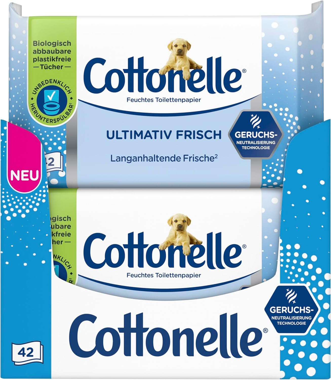 Lingettes humides, Ultimate Fresh, 12 X 42 lingettes, technologie Deodycylx, respectueuses de la peau, sans alcool ni colorant, sensibles, biodégradables