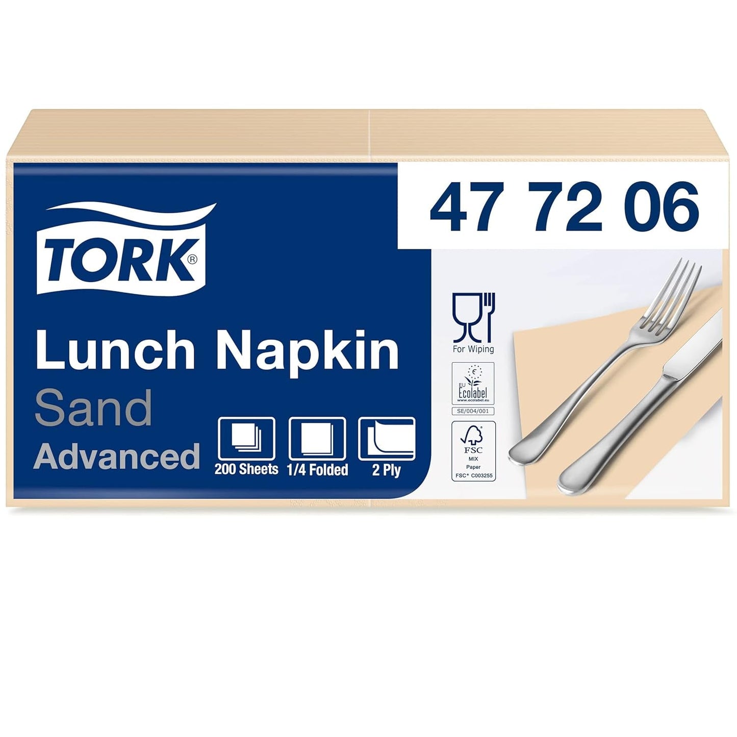 Tork 477840 Serviettes à déjeuner citron vert / Serviettes 2 épaisseurs pour petits repas ou collations / Qualité avancée / 10 X 200 (2000) Serviettes en papier / 32,6 X 33 cm (L X L) / 1/4 plié