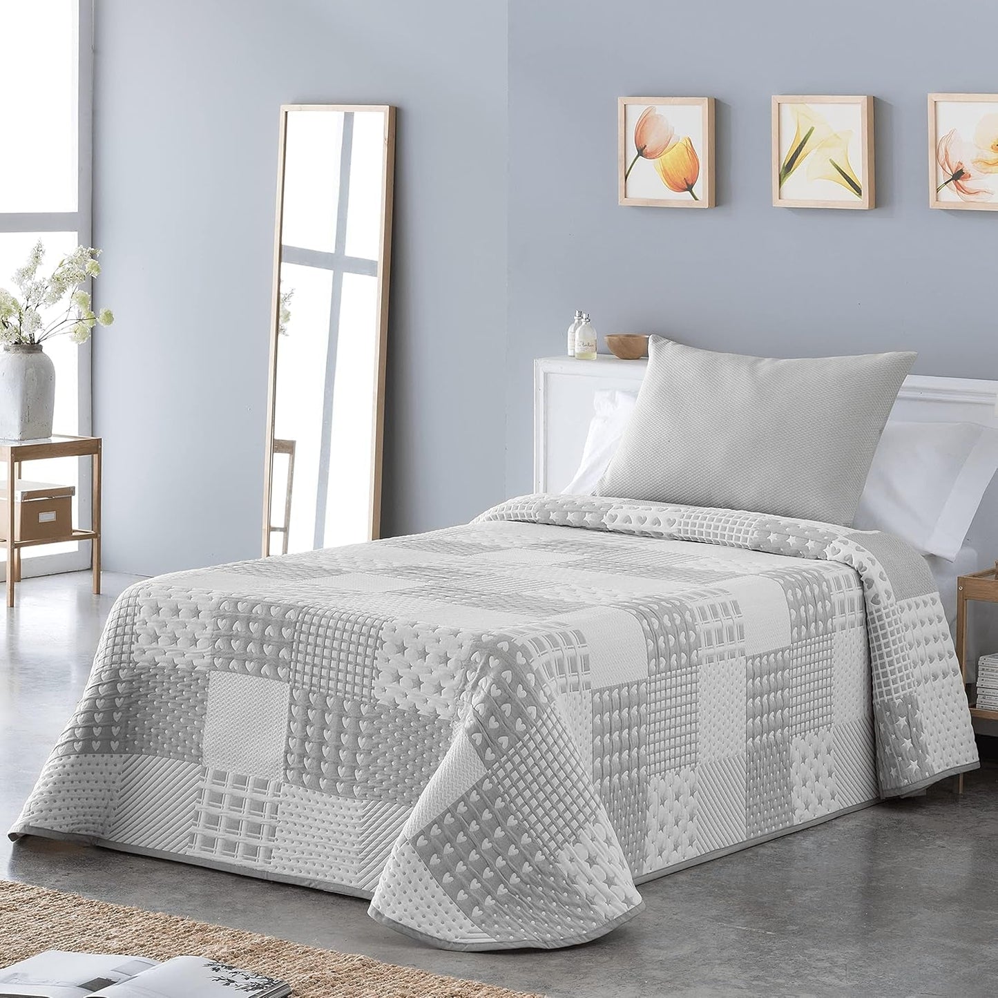 Couvre-lit Sofia 21 clair Pour lits doubles de 180 et 200 cm, Couvre-lit Pour lits de 180 et 200 cm, Lits et couvertures gris Besuche den VIALMAN-Store Gris Cama 180 : 270Cm X 270Cm