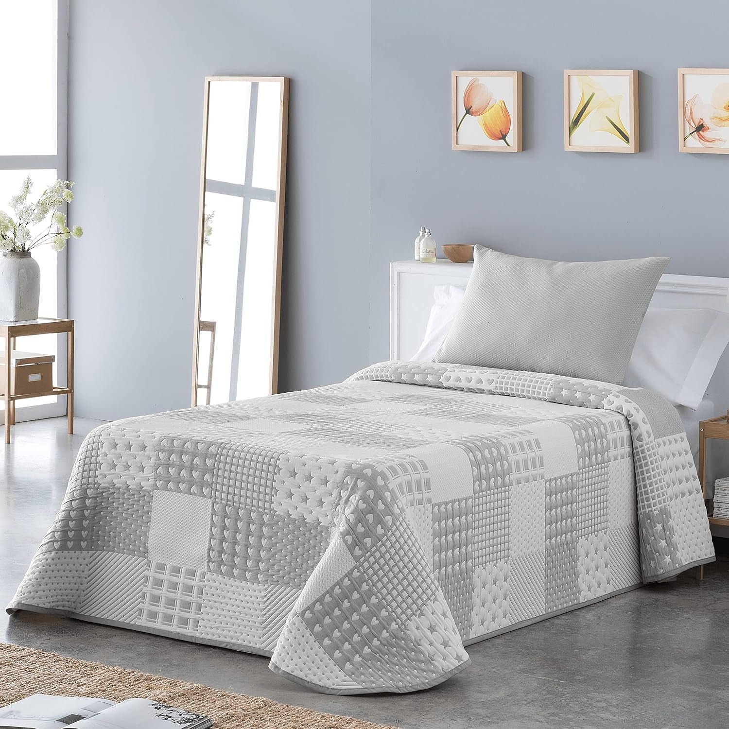 Couvre-lit Sofia 21 clair Pour lits doubles de 180 et 200 cm, Couvre-lit Pour lits de 180 et 200 cm, Lits et couvertures gris Besuche den VIALMAN-Store Gris Cama 180 : 270Cm X 270Cm