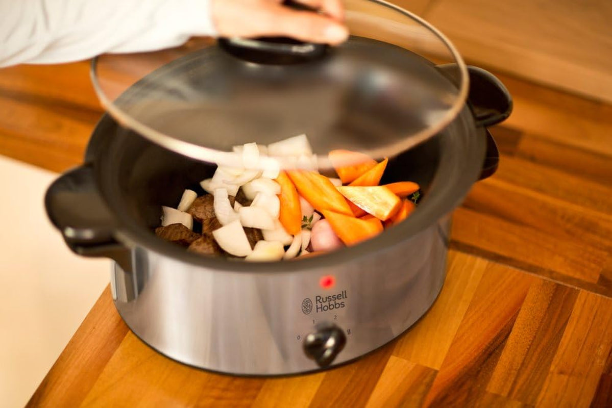 Russell Hobbs Mijoteuse, 3,5 litres antiadhésif, acier inoxydable, 3 réglages de température et fonction maintien au chaud, mijoteuse 160 W Naty Shop