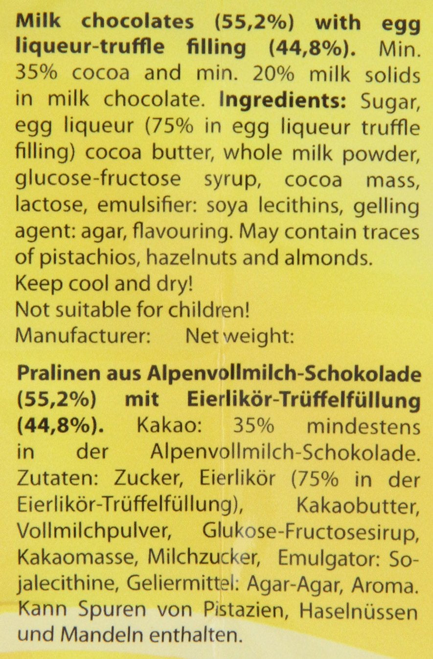 RCP Verpoorten Minis, truffes au lait de poule, chocolat au lait alpin, remplissage liquide, contient de l'alcool, excellent cadeau, 110 g (lot de 2)
