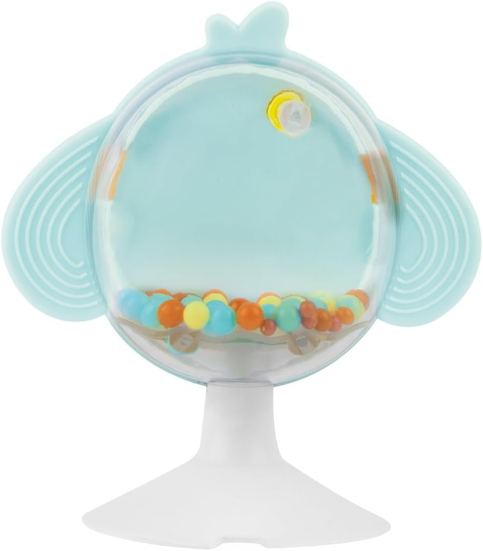 Chicco coffret repas Dou Dou, set bavoir, jouet chaise haute avec ventouse en forme de poulet mignon, avec deux hochets colorés, facile à attraper à partir de 6 mois Jouets pour bébés Naty Shop