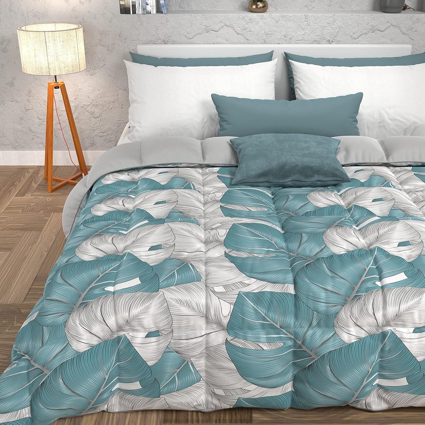 PETTI Artigiani Italiani - Couette d'hiver, Couette d'hiver, Couette simple, Double face, Impression monochrome et numérique, microfibre 100% hypoallergénique, Fabriqué en Italie