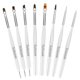 Sularpek 8 pcs Nagel Pinsel Set, Pinsel pour Gel Nail, Nageldesign Pinsel, Nail Art Dotting Tools, Nailart Pinsel pour Gel Acryl Nail Nailart