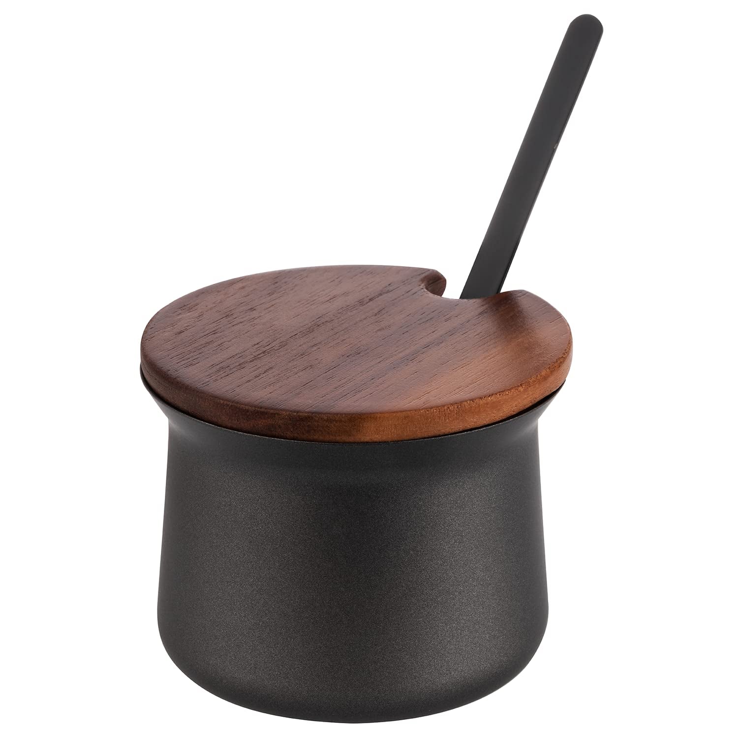 Service à lait et sucre APS 634, set 5 pièces, bois d'acacia, acier inoxydable, revêtement antiadhésif, noir