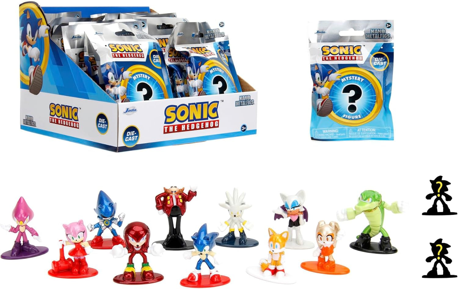 Jada Toys Figurine Sonic the Hedgehog (1X Figurine Mystère en Blind Pack) - 1 Figurine Surprise à Collectionner Parmi 13 Figurines Sonic, Figurine Nano Métal (Env. 4 Cm) Pour Enfants & Fans À Partir de 3 Ans, Figurines Wave 1 Naty Shop