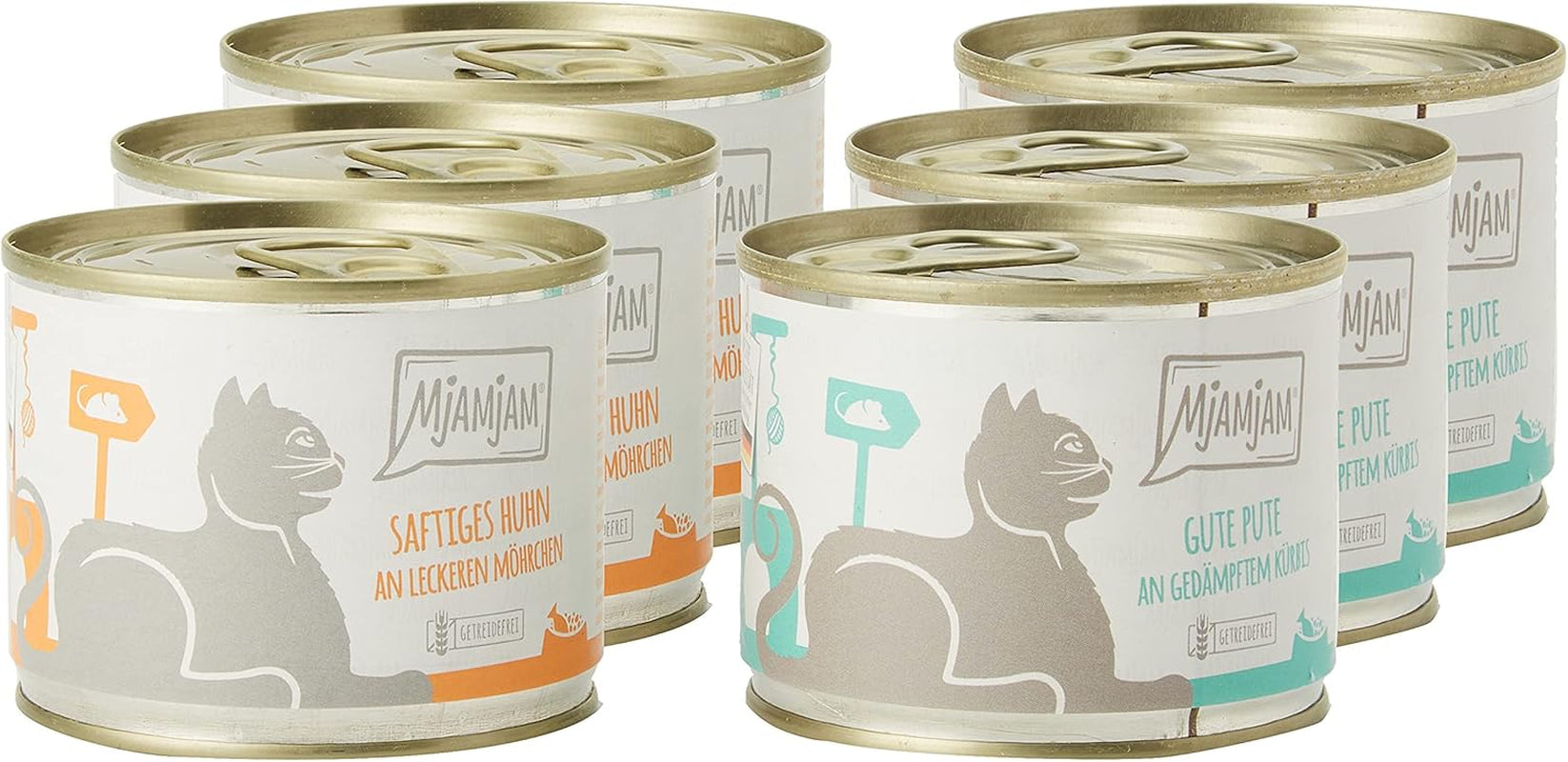 MjAMjAM - Nourriture humide premium pour chats - Monopack I - au poulet et à la dinde, pack de 6 (6 x 200g), sans céréales avec un supplément de viande