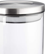 Relaxdays Lot de 3 Boites de Conservation, Fermées, Couvercle Inox, Pour Pâtes, Muesli et Riz, Récipient de Cuisine 1,5 L, Argent Transparent, 24 x 9,5 x 9,5 cm, Boites de Conservation Transparentes Argent Naty Shop