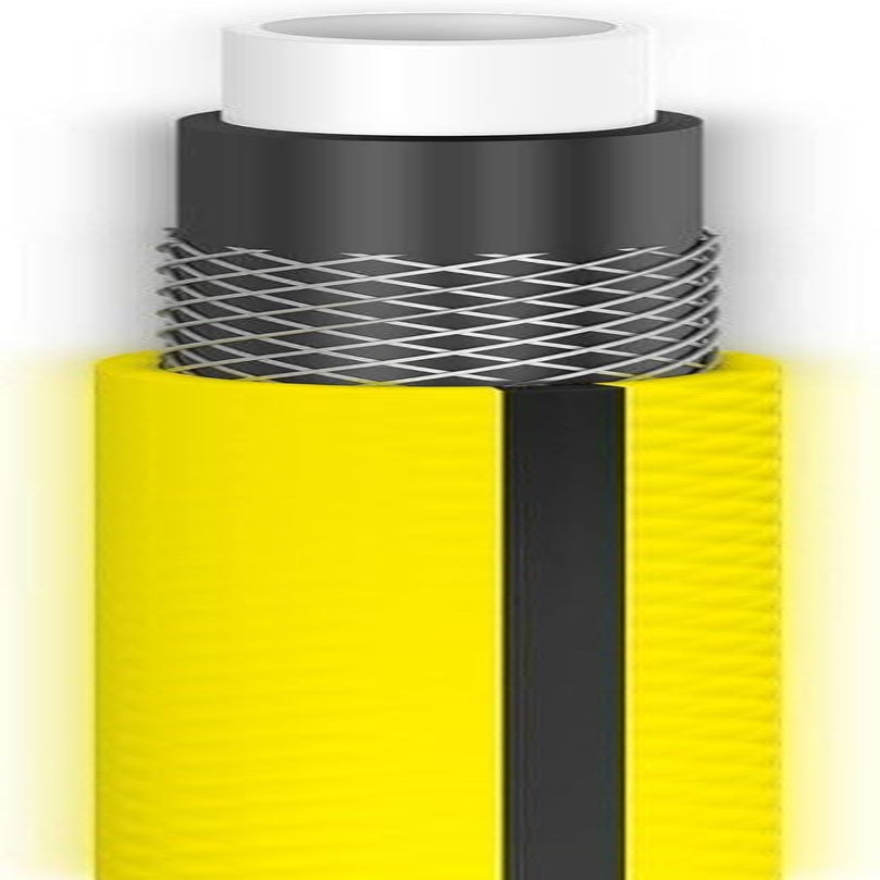 Tuyau d'arrosage Cellfast JAUNE, léger, résistant, 4 brins, tresse croisée durable, résistant aux UV et aux algues, résistant à la torsion, technologie REACH, 20 bar, -10/+50°C, fermeture : Temp. 5/8", 20m