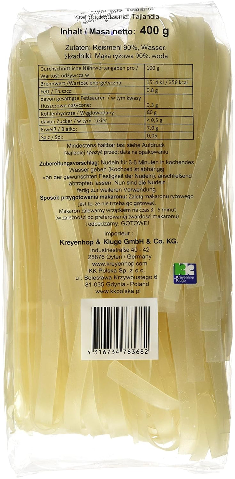 Nouilles de riz - Thaïlandaises, nouilles de riz de 10 mm de large, à base de farine de riz - 17 x 400 g