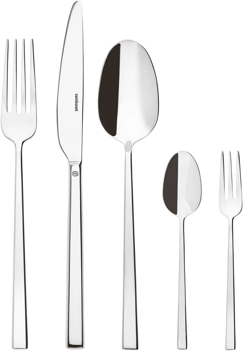 Sambonet 52562-N2 Rock inox - Ménagère monobloc inox 18/10 Cuisine Naty Shop Set 12 personnes - 60 pièces