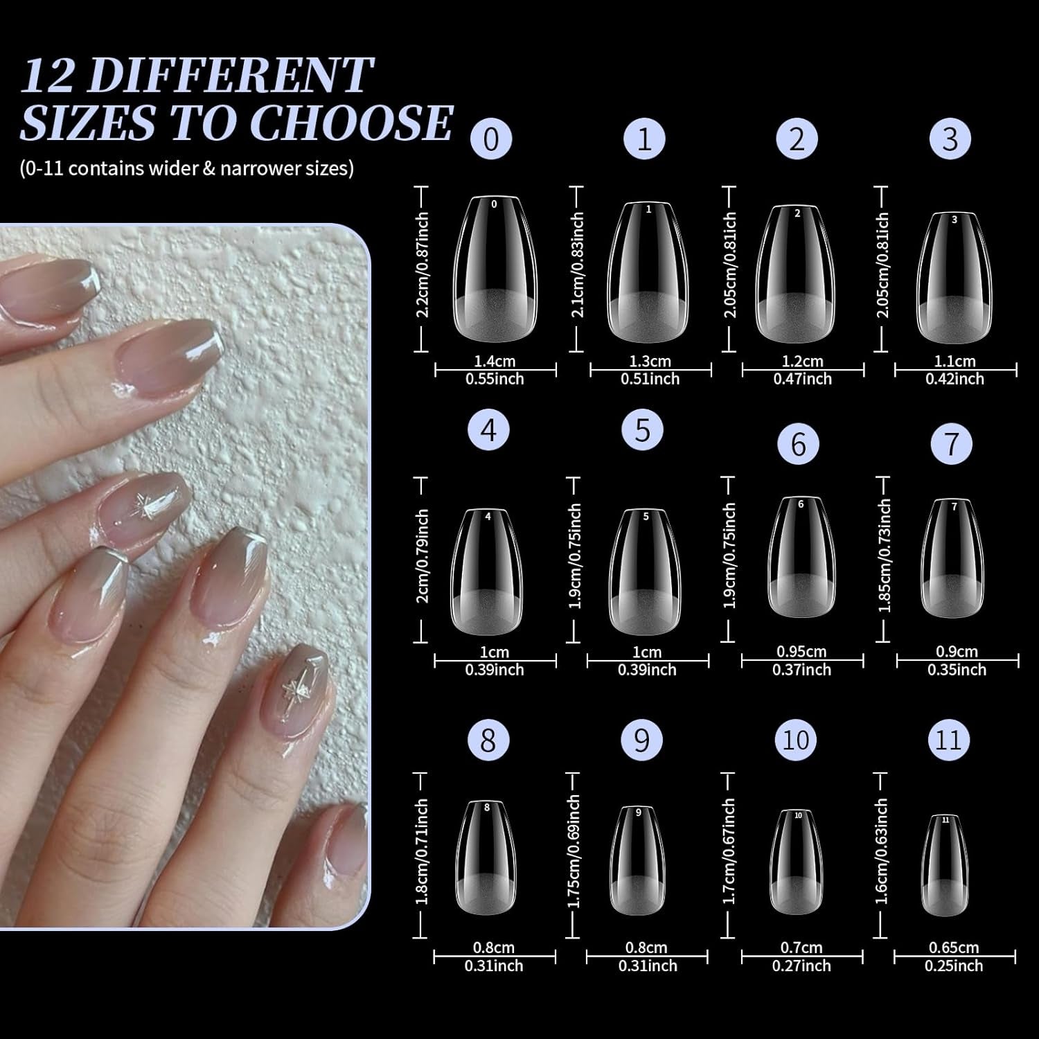 Full Cover Short Nails 120 pièces 12 tailles pointes d'ongles courtes pour ongles en gel colle sur ongles artificiels colle sur ensemble de lime à ongles polisseuse à ongles repousse-cuticules