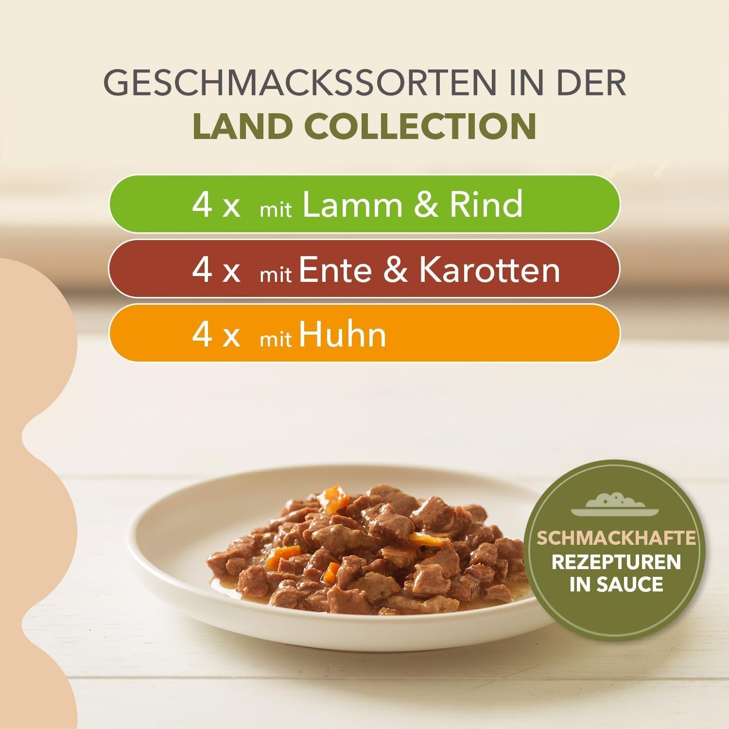 IAMS Delights Land Collection Nourriture humide pour chats sans céréales – Pack varié de viande Multi Pack Nourriture humide sans céréales pour chats de 1 an et plus 12 x 85 g