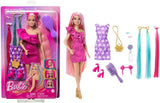 Barbie Totally Hair - Poupée avec cheveux arc-en-ciel extra longs faciles à coiffer et 10 accessoires de mode et de coiffure, robe à pois color block, pour 3 ans et plus, HKT96