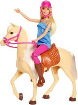 Jouet poupée Barbie et cheval, accessoires d'équitation, comprend 1 poupée et 1 cheval, convient comme cadeau pour les enfants âgés de 3 ans et plus, FXH13