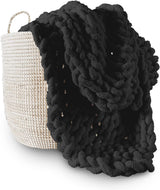 Couverture tricotée épaisse, jeté, 100% tricoté à la main avec du fil chenille géant (127 X 152,4 Cm, gris lilas) Lits et couettes Adyrescia Raven noir 50 "X60"
