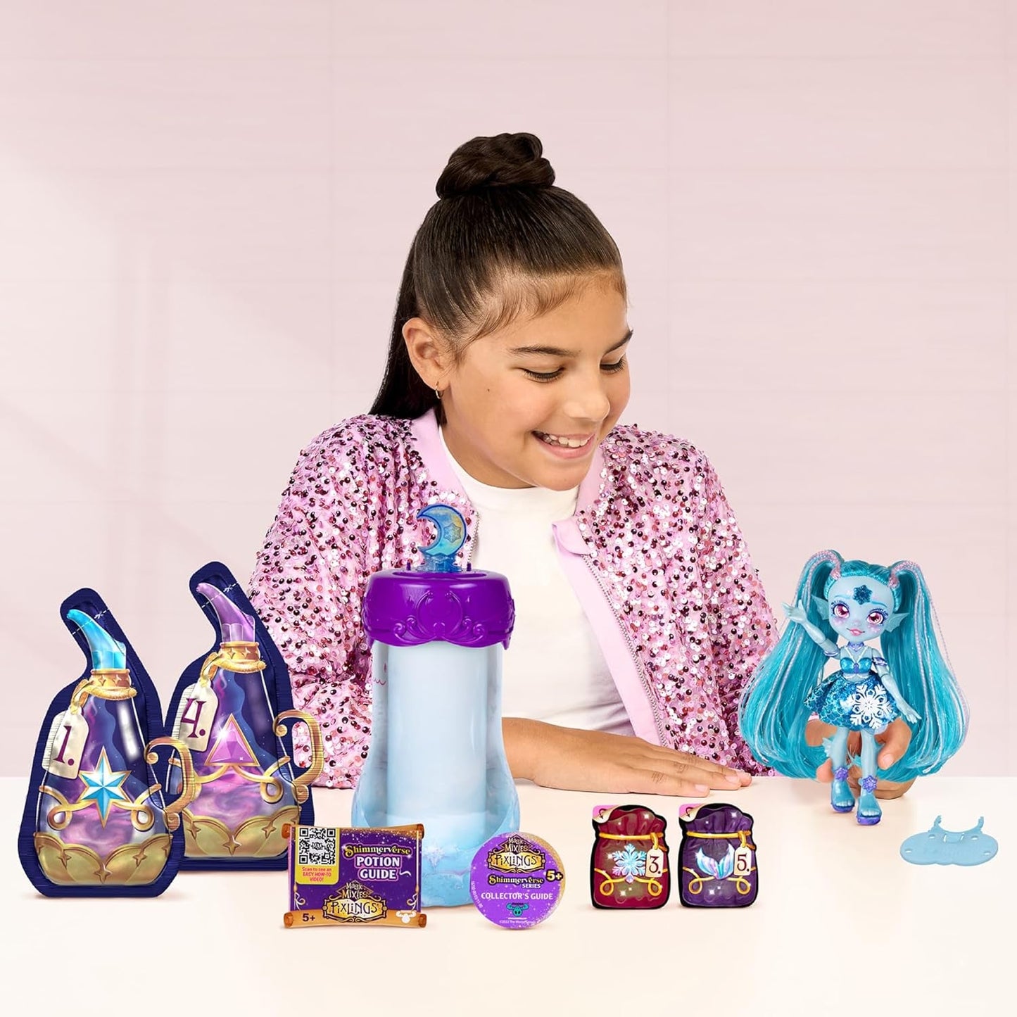 Pixlings Magical Dolls, 4 poupées assorties - 2 neuves - Poupée mode 15 cm - Potions magiques - Jouet de potions secrètes (MG101000)