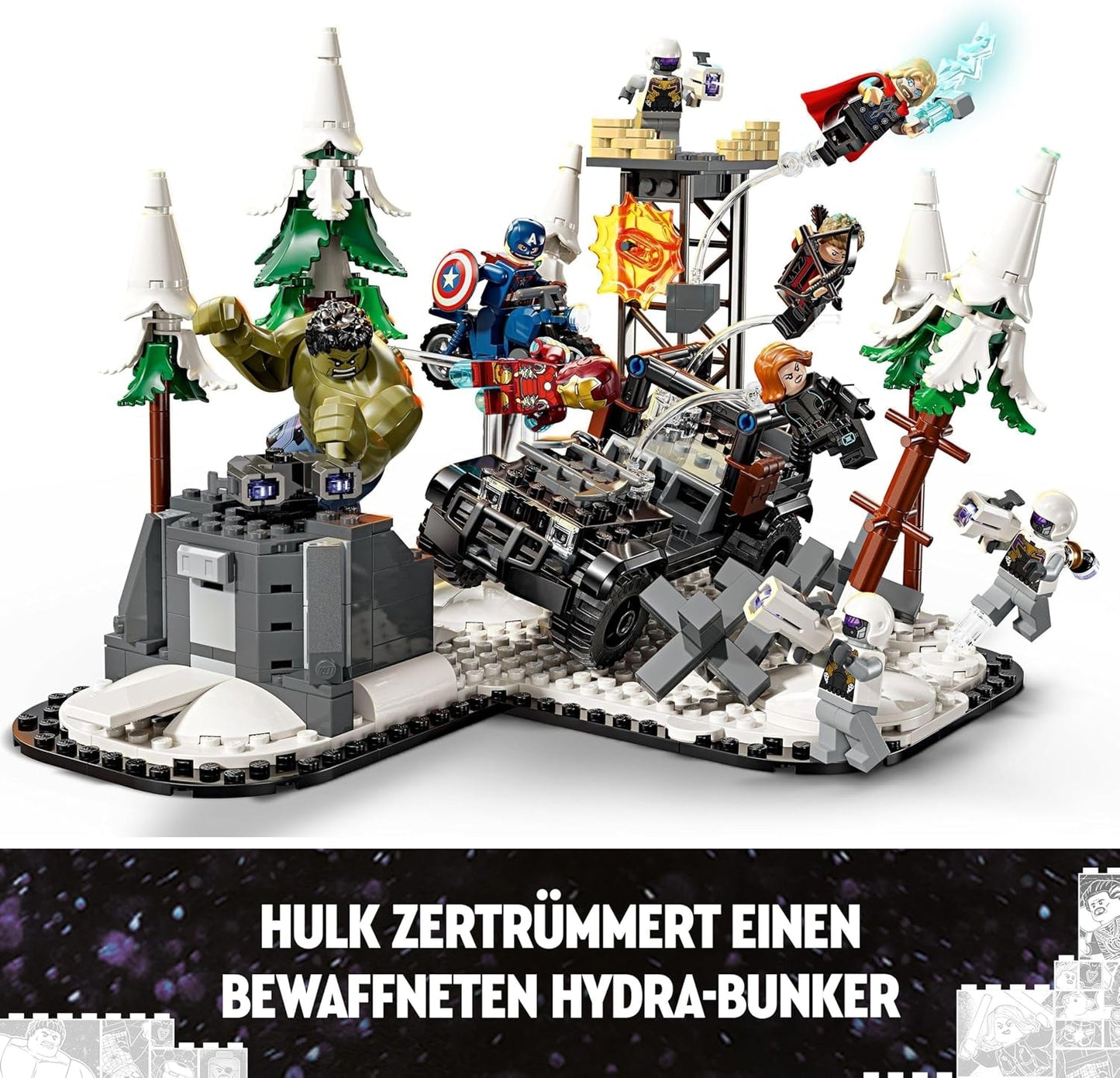 LEGO Marvel Avengers Assemble : Age of Ultron, ensemble de construction et de jeu avec 8 figurines de super-héros tels que Thor, Hulk et Iron Man, jouet de construction pour garçons et filles, set d'aventure 76291 Jeux de construction Besuche den LEGO-Store
