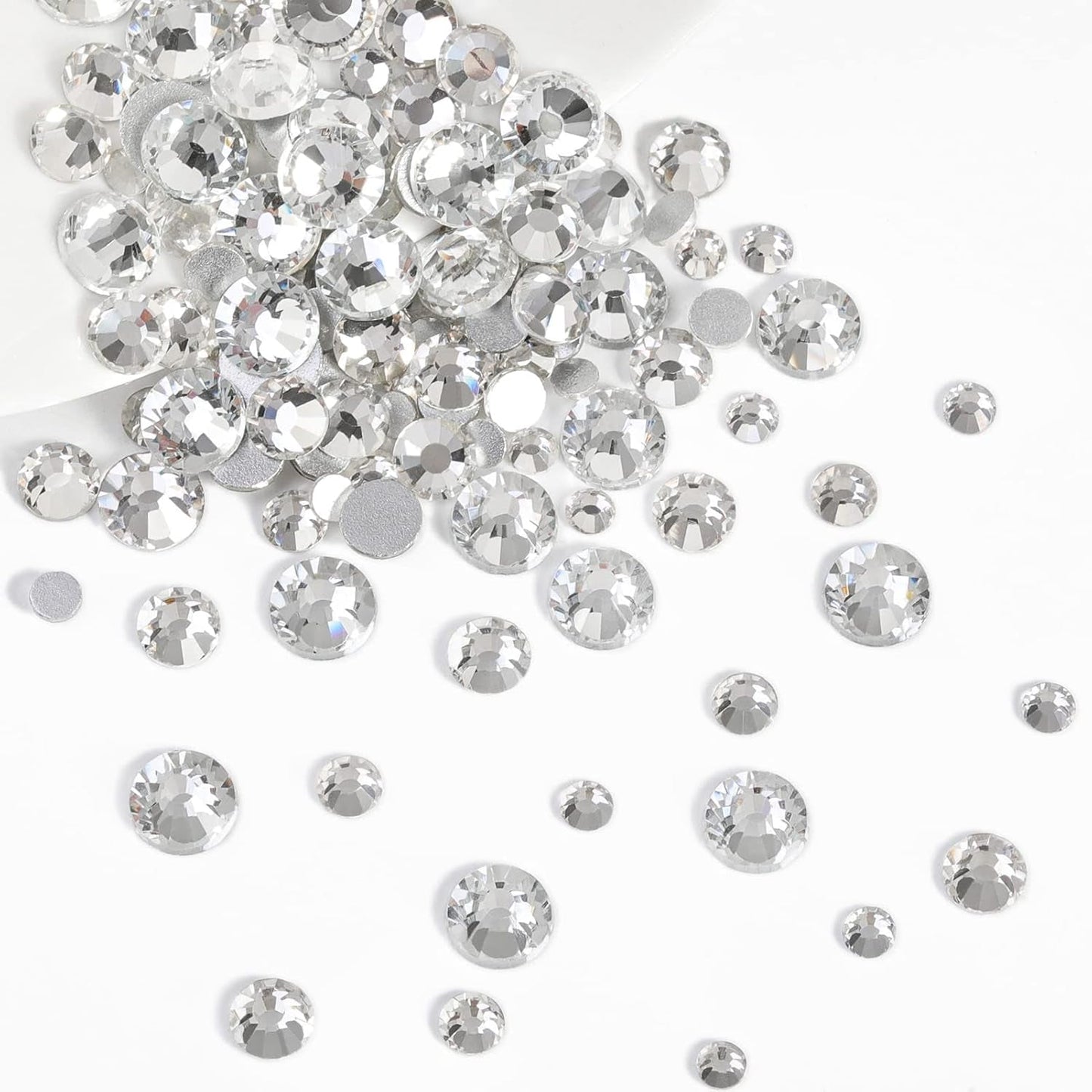 Beadland 2500Pcs Verre Nailart Strasssteine ​​​​Kristall Flatback Edelsteine ​​​​Runde, ​​​​pour Handwerk Gemischt 8 Größen SS4 ~ SS30 Mit Picking Pinzette Und Stift (Kristall Weiss)