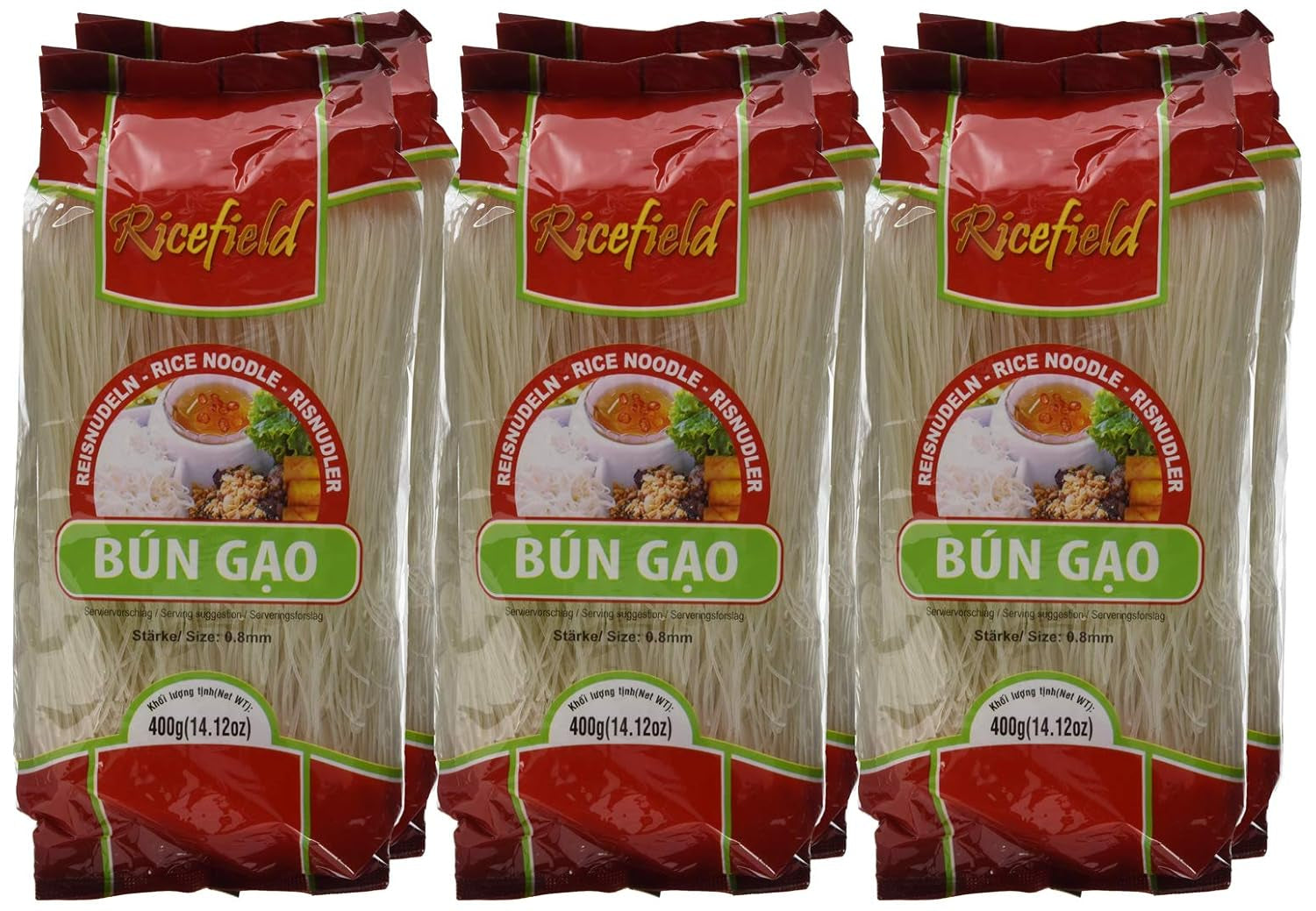 Vermicelles Ricefield 0,8 mm Bun Gao 6 Pack (6 x 400g)