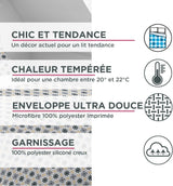 Housse de couette Blanrève Imprimée ou unie, Trempée, Pour lit double, Facile d'entretien, 240 X 220 Cm, Gris, Blanc Couettes et couettes Naty Shop