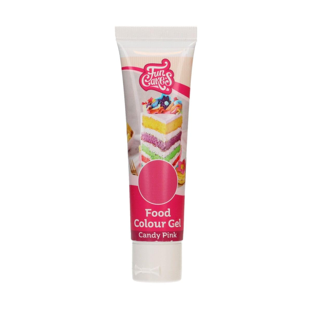 Colorant alimentaire Funcakes Gel Candy Pink : Colorant alimentaire très concentré pour pâte, crème, fondant, pâte d'amande, pâtisseries, dosage facile, gouttes individuelles pour créer des couleurs éclatantes, Halal, 30g