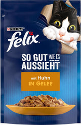 Felix As Good As It Looks Nourriture humide pour chat en gelée avec poulet, paquet de 26 (26 x 85 g)