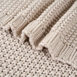 Couverture en tricot épais, Légère, Beige, 100% coton biologique, Couverture pour canapé, canapé, lit, enfant, chambre d'enfant, Rustique, Shabby chic, Ferme moderne, 152,4 X 203,2 cm, Sac à linge inclus Lits et couvertures Literie Longhui