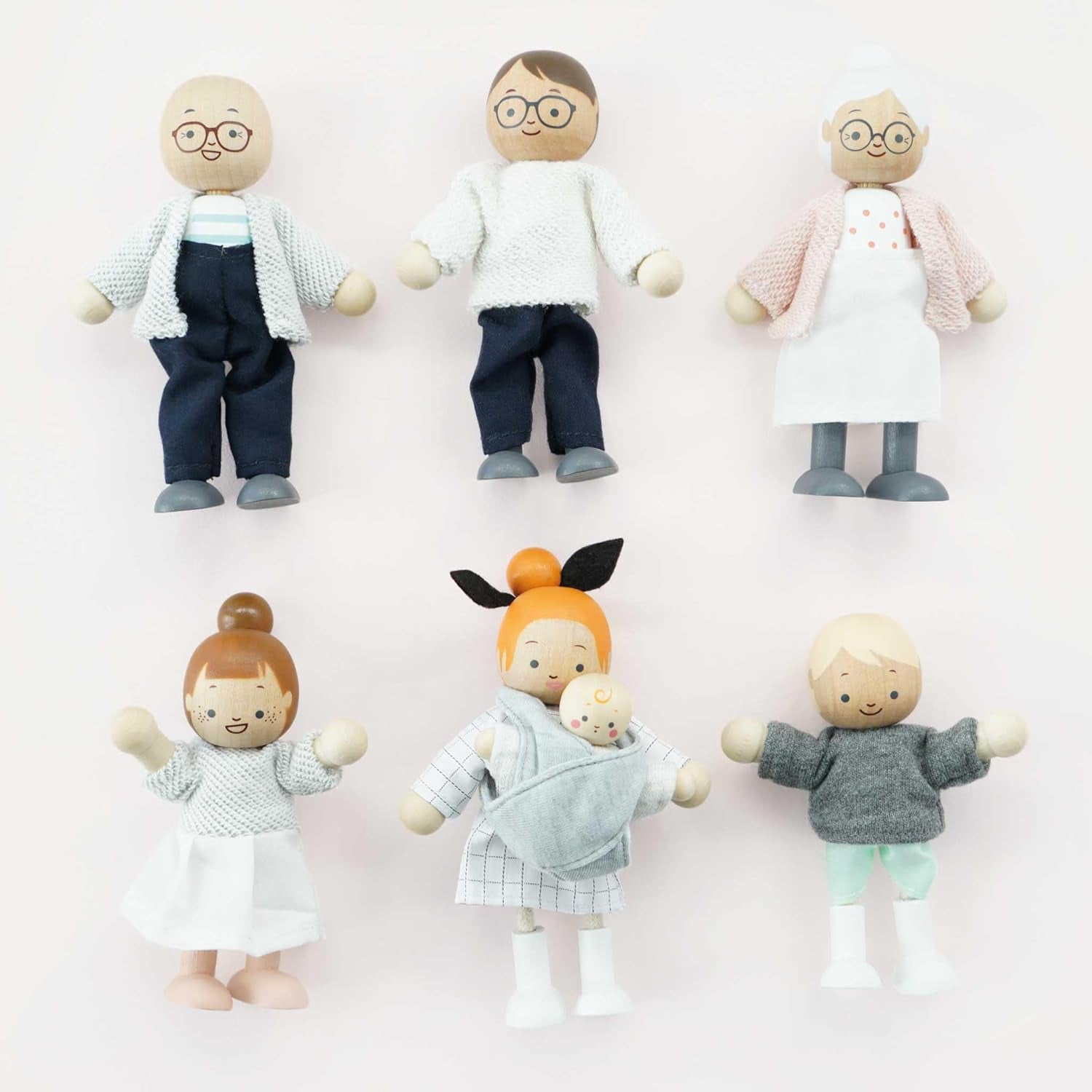 - Ma famille avec 4 chiots – Holz, Stoff – P053
