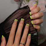 Faux ongles à pointe française courte – 30 pièces d'ongles noirs à coller sur des ongles carrés courts, faux ongles à pointe française avec colle, ensemble d'ongles artificiels carrés pour femme