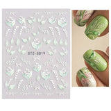 JMEOWIO Autocollants de manucure 3D pour ongles, fleurs, autocollants pour nail art, autocollants auto-adhésifs, bandes stéréoscopiques 5D, décoration de fleurs d'été, design de manucure, 4 feuilles