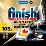 Pastilles pour lave-vaisselle Finish Ultimate plus Infinity Shine Citrus - Pastilles pour lave-vaisselle, nettoyage intensif - 105 capsules, citron Naty Shop