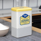 Tala Originals Boîte de rangement en métal au design rétro jaune et crème peut contenir un sac entier de sucre en poudre