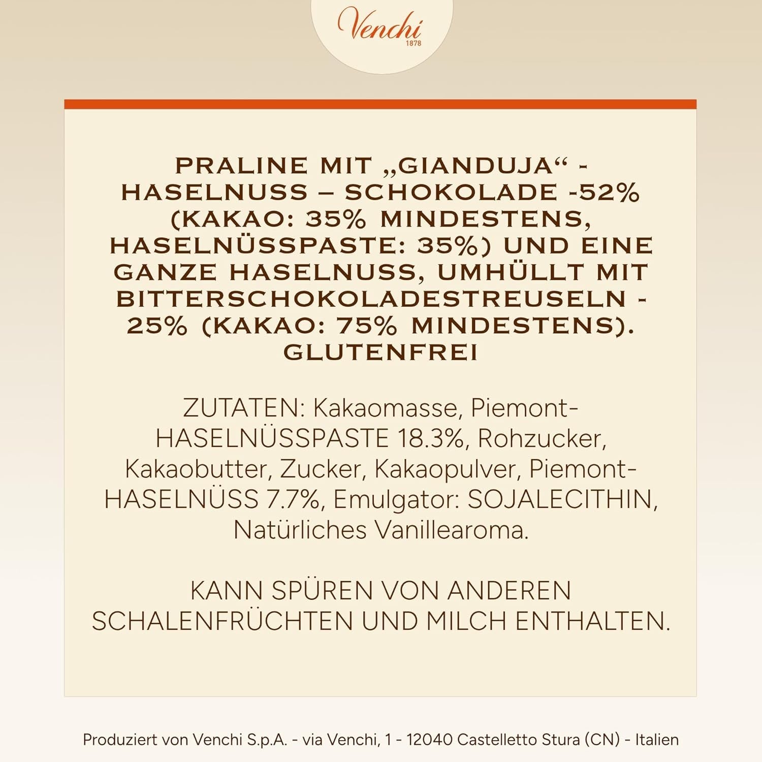 Venchi – Chocoviar Gianduia, pralines en sachet de 1 kg, chocolat Gianduia produit exclusivement avec des « noisettes des forêts du Piémont », sans gluten, sans colorants artificiels et sans conservateurs