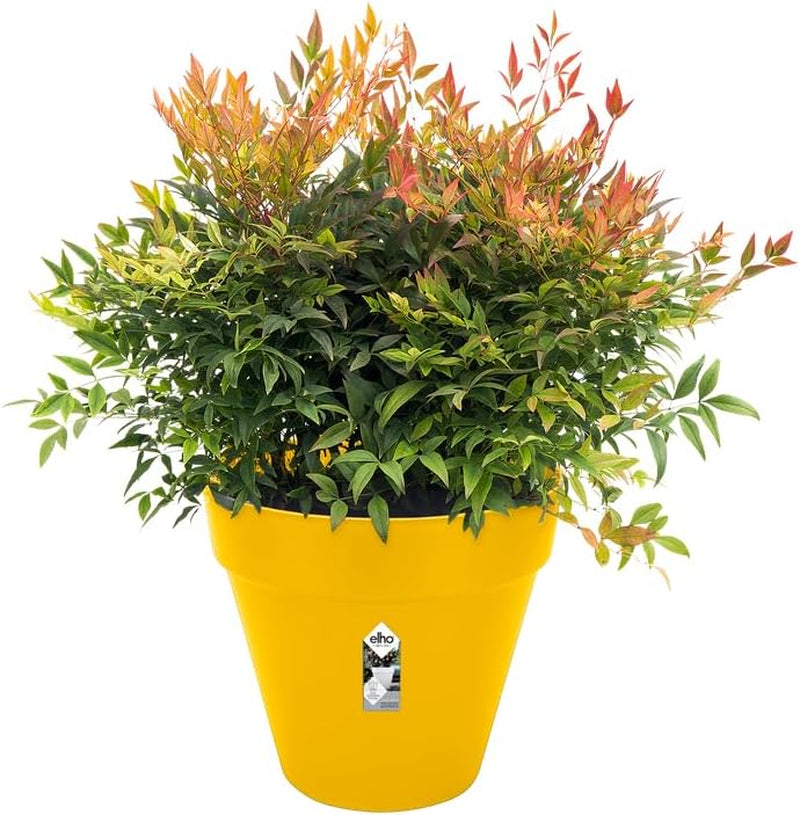 elho Loft Urban Round 40 - Pots de fleurs d'extérieur - 100% plastique recyclé - Ø 38,5 x H 35,3 cm - Jaune/Ocre